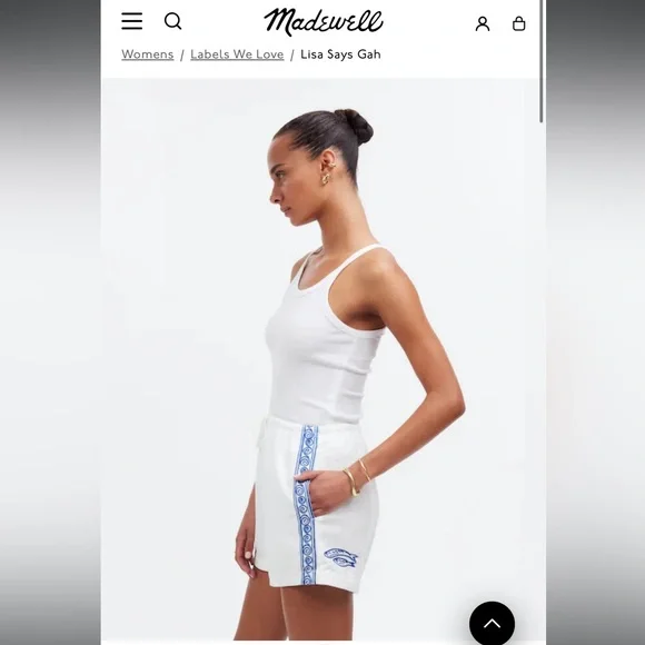 Madewell White Shorts with embroidery Blue Pattern size xl - Picture 6 of 8